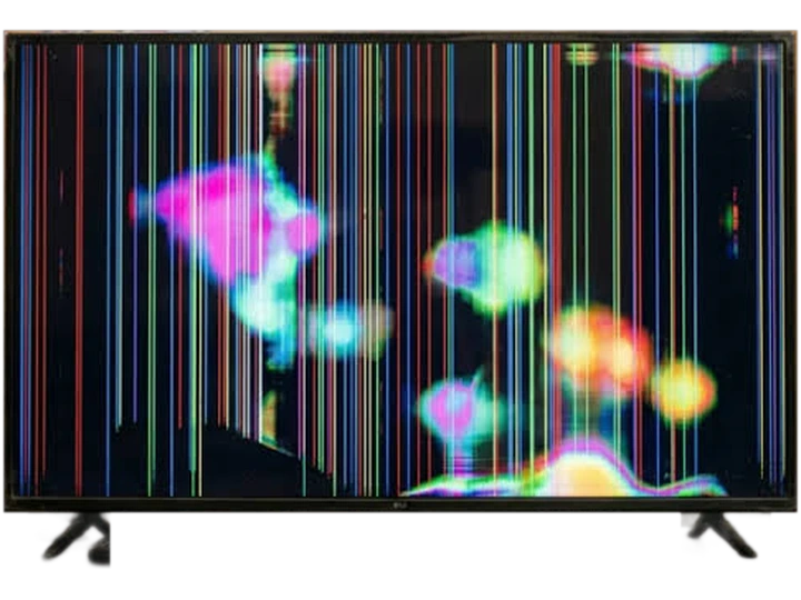 TV screen showing vertical lines before repair